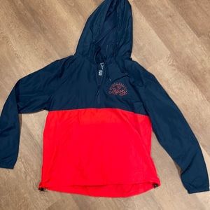 Theory Skate Small Red and Navy Blue Women’s Rain Jacket - new!